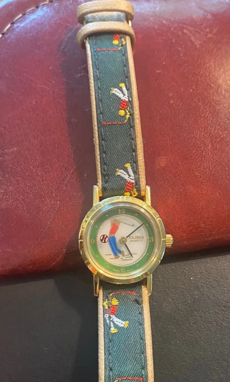 RARE Women's 23mm Gold Tone Tajima Golf Watch, Tapestry Band